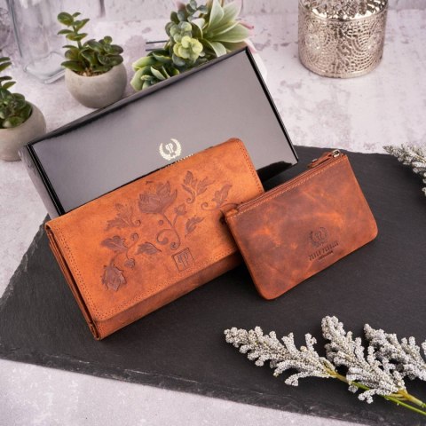 Zestaw prezentowy dla niej portfel damski skórzany T-05-OR i etui T-51-OR