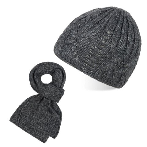 Zestaw zimowy ZZ-13-GR czapka A-03 szalik D-03