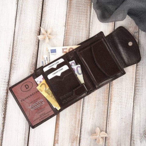 Brązowy portfel damski skórzany Paolo Peruzzi T-12-BR