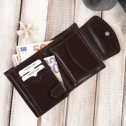 Brązowy portfel damski skórzany Paolo Peruzzi T-12-BR