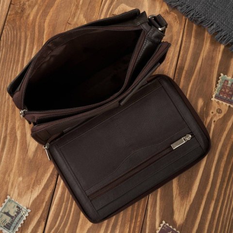 Klasyczna saszetka męska ze skóry z organizerem Paolo Peruzzi T-26-BR