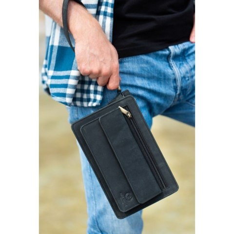 Męska saszetka do ręki vintage ze skóry hunterowej Paolo Peruzzi T-23-HBL