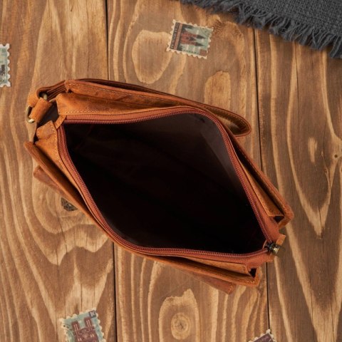 Męska saszetka do ręki vintage ze skóry hunterowej Paolo Peruzzi T-23-HBR