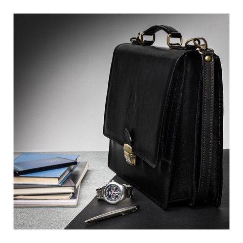 Skórzana klasyczna aktówka teczka męska Paolo Peruzzi N01-BL