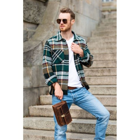 Vintage saszetka męska do ręki skórzana Paolo Peruzzi T-21-HBR