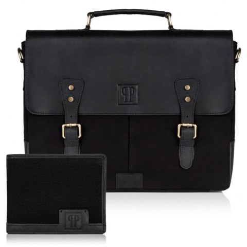 Zestaw Paolo Peruzzi: portfel męski T-02+torba męska T-07 ZUP-08-BL