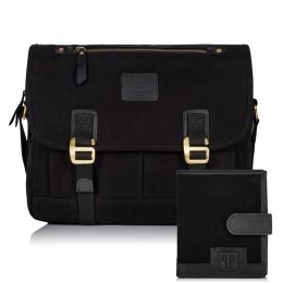 Zestaw męski torba męska na ramię vintage T-17 portfel męski T-04 Paolo Peruzzi ZUP-19-BL