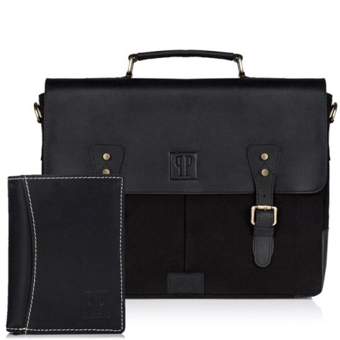 Zestaw upominkowy dla niego ZUP-28-BL: torba T-07-BL portfel T-13-BL