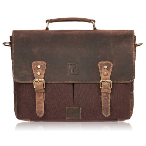 Zestaw Paolo Peruzzi: portfel męski skórzany T-04 + torba męska na ramię T-07 ZUP-06-BR