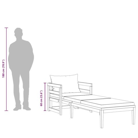  Leżak z poduszkami, ciemnoszary, lite drewno akacjowe Lumarko!