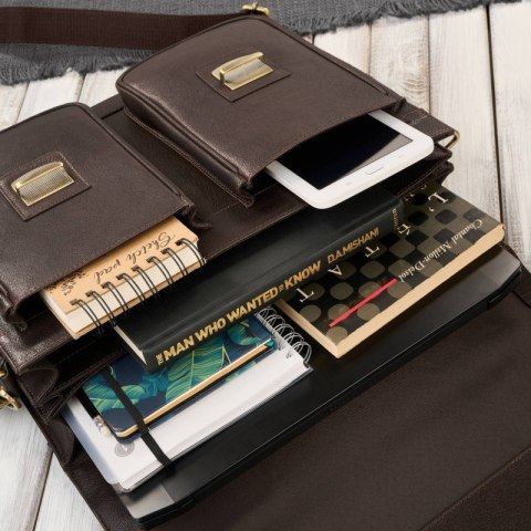 Teczka męska na dokumenty skórzana aktówka podróżna Paolo Peruzzi AY-03-BR