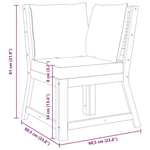  Moduł sofy narożnej z ciemnoszarą poduszką, drewno akacjowe Lumarko!