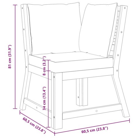  Moduł sofy narożnej z kremową poduszką, lite drewno akacjowe Lumarko!