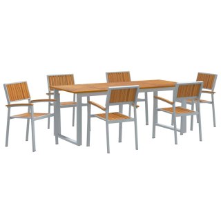 Zestaw do jadalni w ogrodzie 7 pcs Szaro-brązowy Lumarko!