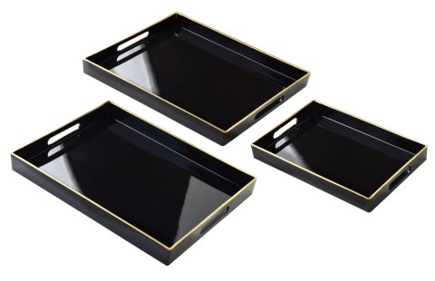 BLANCHE BLACK Komplet 3 Tac dekoracyjnych 40x30x4cm/35x25x3,5cm/30x20x3,5cm