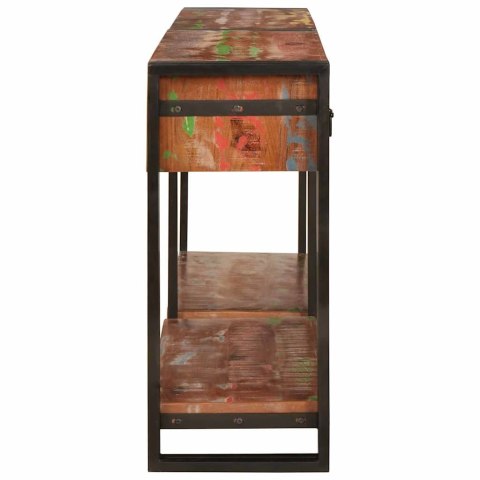 Stoły konsolowe (zestaw 2) z szufladami - mieszane kolory, z recyklingowanego litego drewna Lumarko!