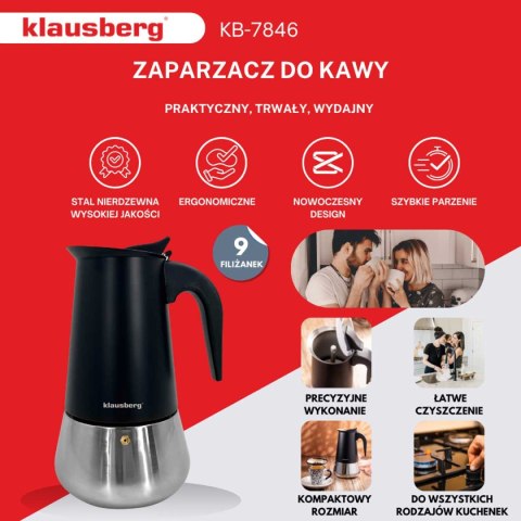 Kawiarka Zaparzacz Do Kawy 450ml Klausberg Kb-7846 Indukcja