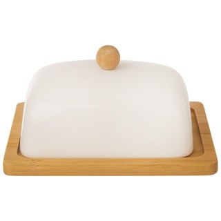 Maselniczka Maselnica Porcelanowa Bambusowa Biała 127144