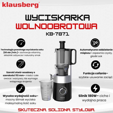 Sokowirówka Wyciskarka Wolnoobrotowa Pionowa Klausberg Kb-7871