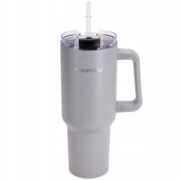 Stalowy Kubek Termiczny Termos 1200ml Z Rączką I Słomką Km-2173