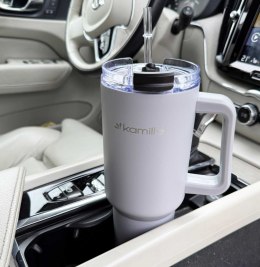 Stalowy Kubek Termiczny Termos 1200ml Z Rączką I Słomką Km-2173