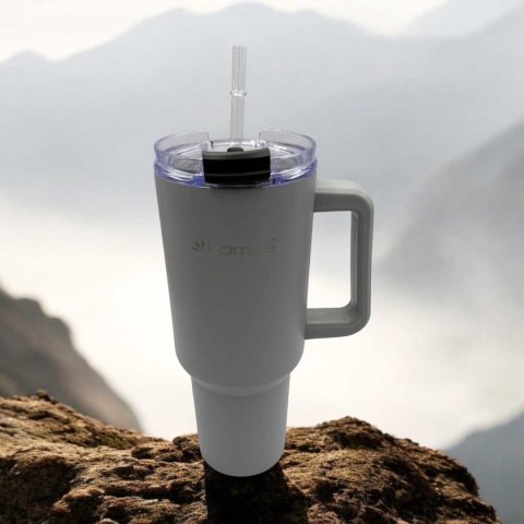 Stalowy Kubek Termiczny Termos 1200ml Z Rączką I Słomką Km-2173