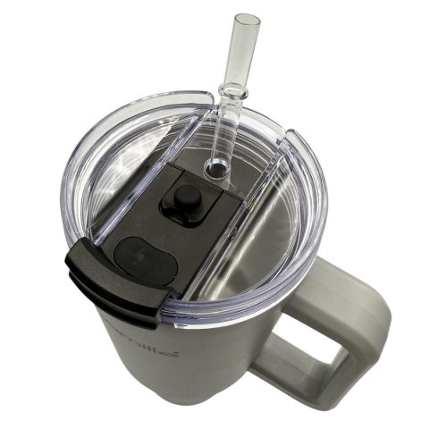 Stalowy Kubek Termiczny Termos 1200ml Z Rączką I Słomką Km-2173