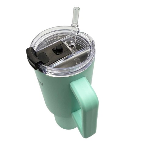 Stalowy Kubek Termiczny Termos 1200ml Z Rączką I Słomką Km-2175