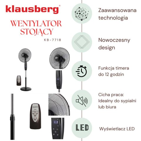 Wentylator Wiatrak Podłogowy Z Pilotem Klausberg Kb-7718