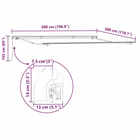 Manualna Markiza Rozkładana Pomarańczowa i Brązowa 500x300 cm Lumarko!