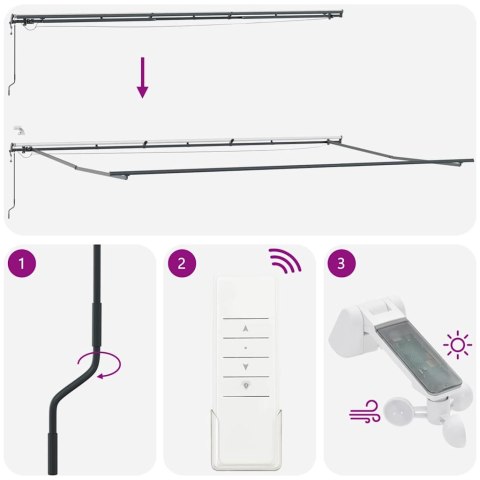 Automatyczna Chowana Markiza z LED w Wielokolorowe Paski 600x300 cm Lumarko!