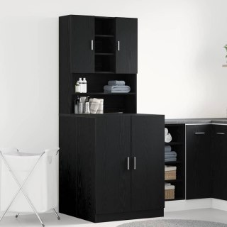 Szafki na pralki vidaXL 2 szt. Czarny dąb 70.5x71.5x181.5 cm Drewno inżynieryjne Lumarko!