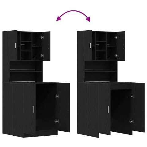 Szafki na pralki 2 szt. Czarny dąb 70.5x71.5x181.5 cm Drewno inżynieryjne Lumarko!