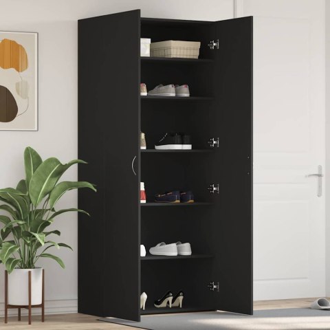 Szafka na buty Czarna 80x35,5x180 cm z materiału drewnopochodnego Lumarko!