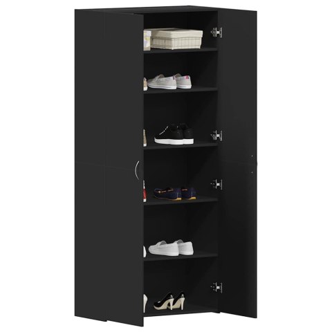 Szafka na buty Czarna 80x35,5x180 cm z materiału drewnopochodnego Lumarko!