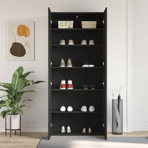 Szafka na buty Czarna 80x35,5x180 cm z materiału drewnopochodnego Lumarko!