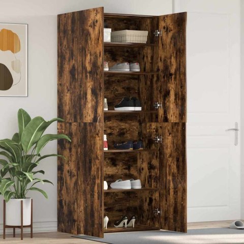 Szafka na buty w dębowym dymie 80x35,5x180 cm z drewna inżynieryjnego Lumarko!