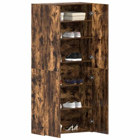 Szafka na buty w dębowym dymie 80x35,5x180 cm z drewna inżynieryjnego Lumarko!