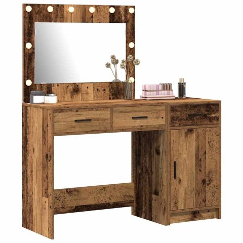 Dwuczęściowy zestaw toaletki z LED w stylu vintage, z materiałów drewnopodobnych Lumarko!