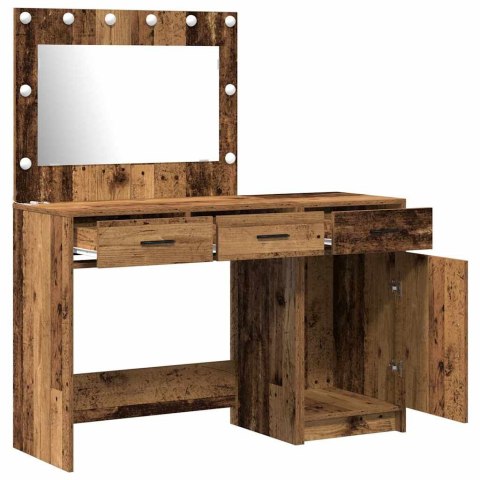 Dwuczęściowy zestaw toaletki z LED w stylu vintage, z materiałów drewnopodobnych Lumarko!