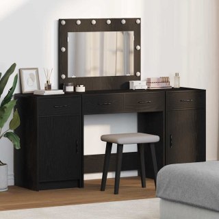 3-częściowy zestaw toaletki z LED, czarny, materiał drewnopochodny Lumarko!