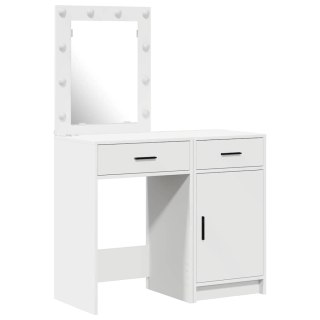 Zestaw 2-częściowy toaletki z LED - Białe drewno inżynieryjne Lumarko!