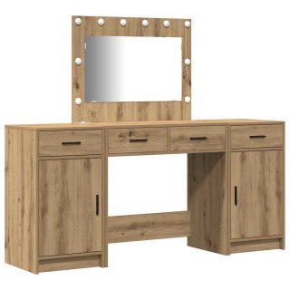 Zestaw 3-częściowy toaletki z LED Dąb rzemieślniczy materiał drewnopochodny Lumarko!