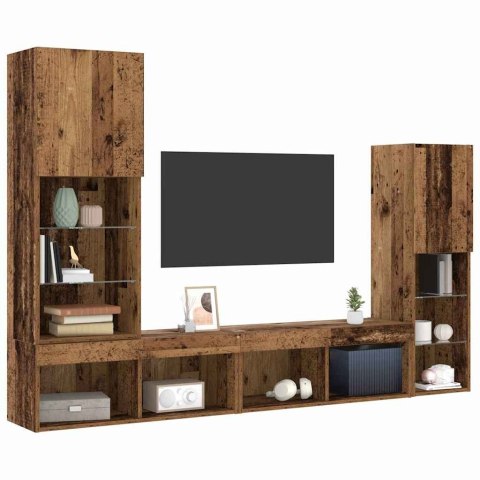 VidaXL Szafka pod telewizor 4 pcs Stare drewno Materiał drewnopochodny