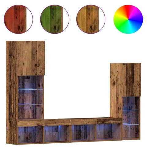 VidaXL Szafka pod telewizor 4 pcs Stare drewno Materiał drewnopochodny
