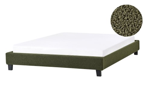 Łóżko bez zagłówka Boucle ROANNE 140 x 200 cm Ciemnozielony