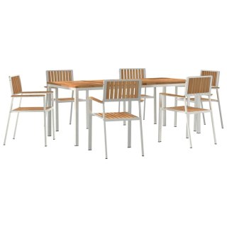 Zestaw do jadalni w ogrodzie 7 pcs Brązowy Lite drewno tekowe Lumarko!