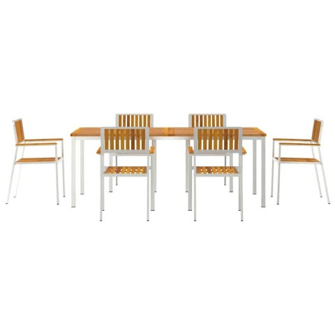 Zestaw do jadalni w ogrodzie 7 pcs Brązowy lite drewno akacjowe Lumarko!