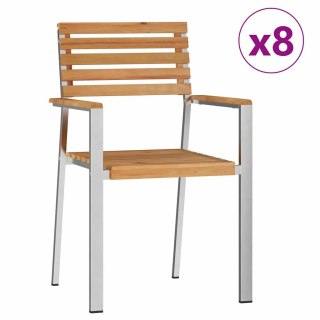 Krzesła Ogrodowe w zestawie 8 sztuk 54,5x56x89 cm z Litego Drewna Tekowego Lumarko!