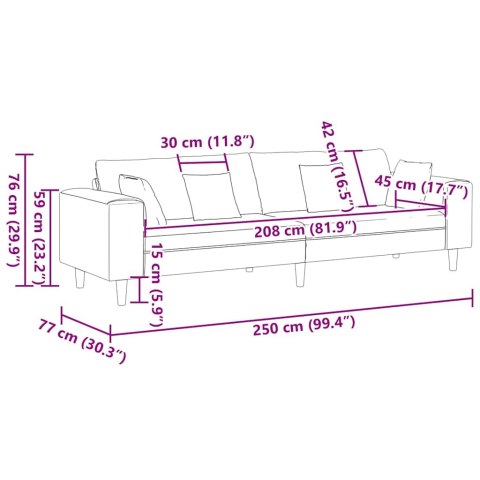 Sofa welurowa z poduszką Czarny 208 cm Aksamit Lumarko!